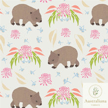 Load image into Gallery viewer, Australiana Fabrics Fabric 1 Metre / Premium woven cotton sateen 150gsm Wombat Waltz Fabric
