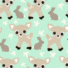 Load image into Gallery viewer, Australiana Fabrics Fabric 1 Metre / Premium woven cotton sateen 150gsm Woodlands Baby Deer Green
