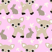 Load image into Gallery viewer, Australiana Fabrics Fabric 1 Metre / Premium woven cotton sateen 150gsm Woodlands Baby Deer Pink
