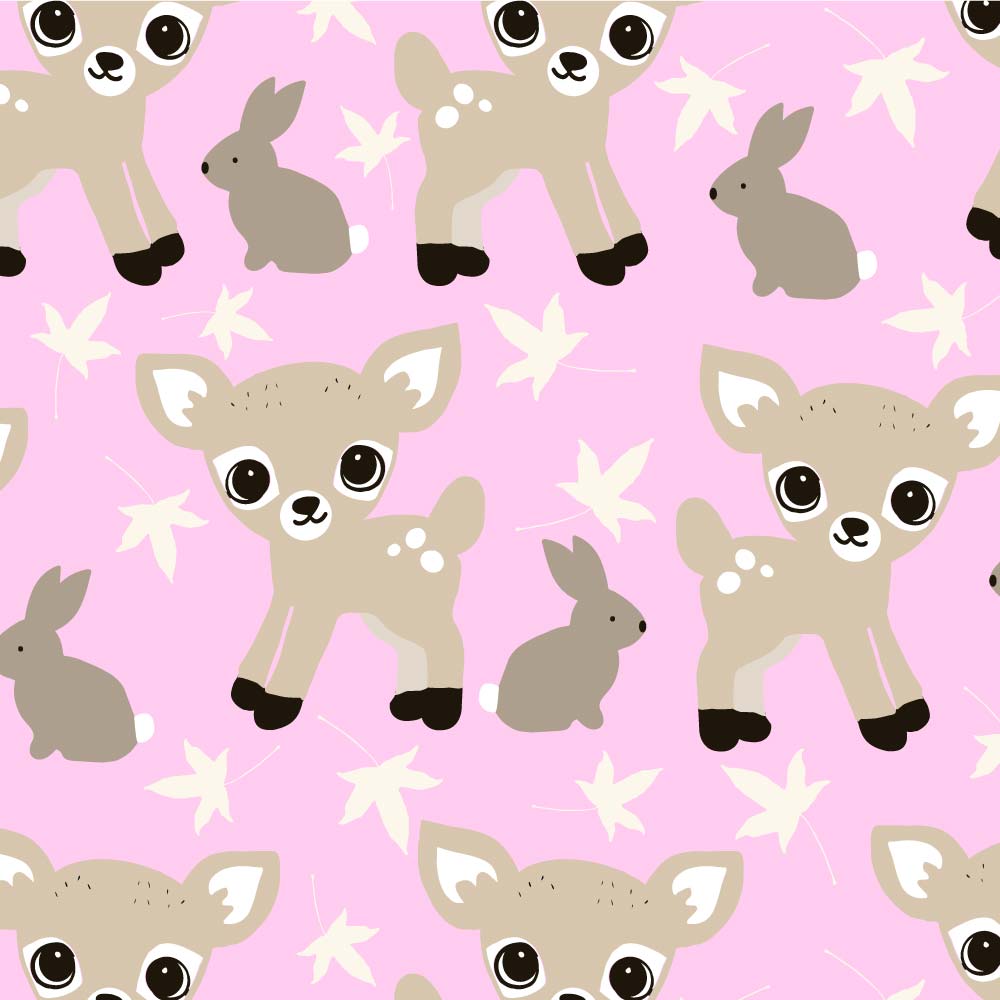 Australiana Fabrics Fabric 1 Metre / Premium woven cotton sateen 150gsm Woodlands Baby Deer Pink