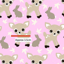 Load image into Gallery viewer, Australiana Fabrics Fabric 1 Metre / Premium woven cotton sateen 150gsm Woodlands Baby Deer Pink
