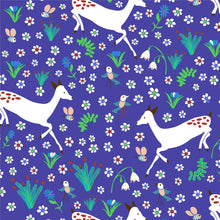 Load image into Gallery viewer, Australiana Fabrics Fabric 1 metre / Premium woven cotton sateen 150gsm Woodlands Running Deer  ~ Purple
