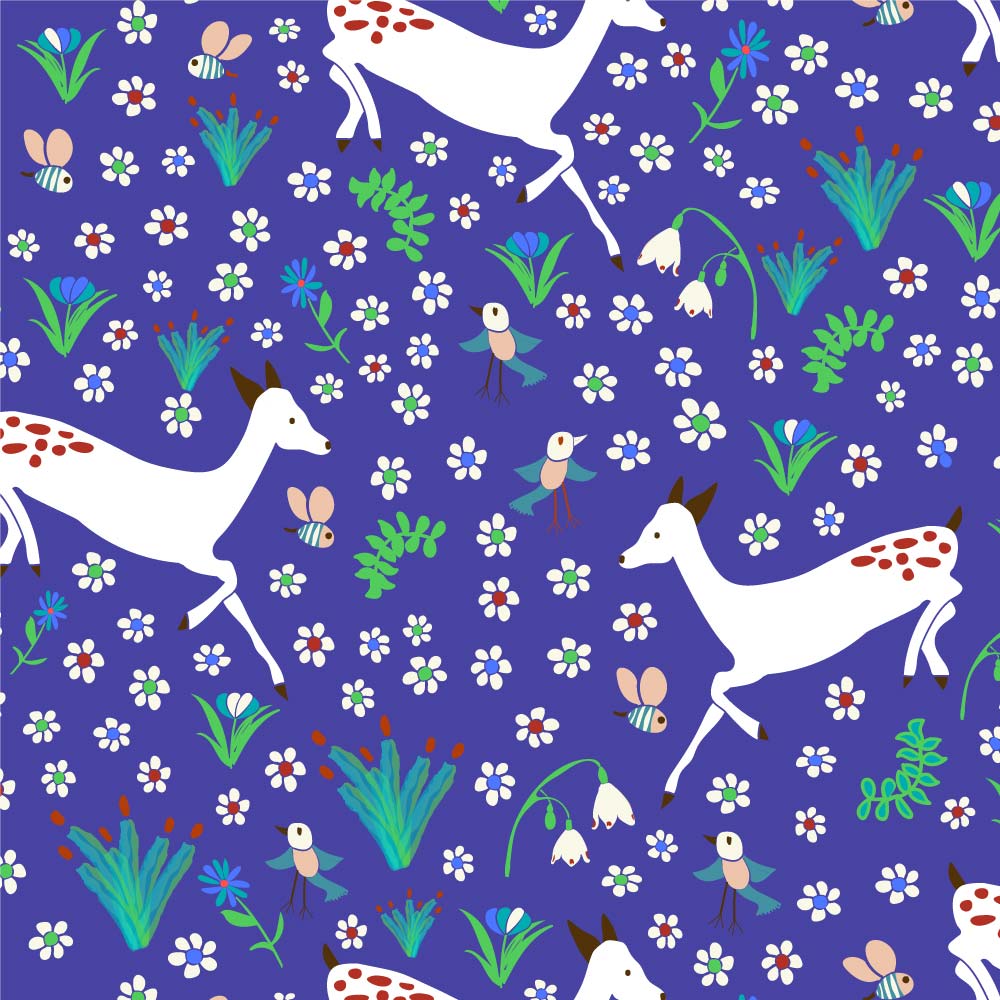 Australiana Fabrics Fabric 1 metre / Premium woven cotton sateen 150gsm Woodlands Running Deer  ~ Purple
