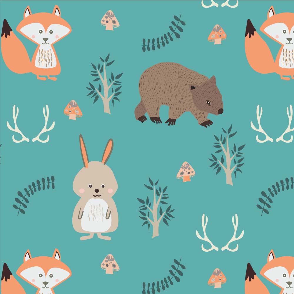 Australiana Fabrics Fabric 1 Metre / Premium woven cotton sateen 150gsm Woodlands Wombat~ Australian made