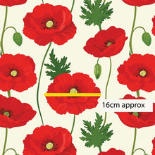 将图片加载到图库查看器，Australiana Fabrics Fabric 1 metre / Woven Cotton / large Red Poppy Fabric
