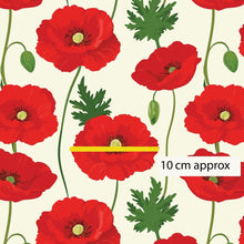 将图片加载到图库查看器，Australiana Fabrics Fabric 1 metre / Woven Cotton / medium Red Poppy Fabric
