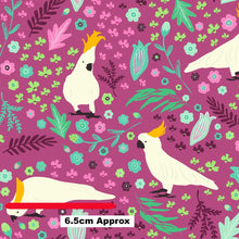 Load image into Gallery viewer, Australiana Fabrics Fabric 50cm Cockatoo Folk Story Lilac

