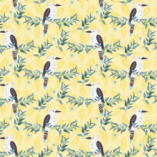 Australiana Fabrics Fabric 50cm Kookaburra line up Fabric Yellow