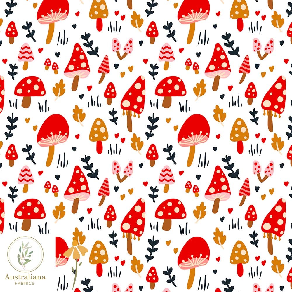 Australiana Fabrics Fabric 50cm / Premium Woven Cotton 150gsm Mushroom Woodland by Kathrin Legg