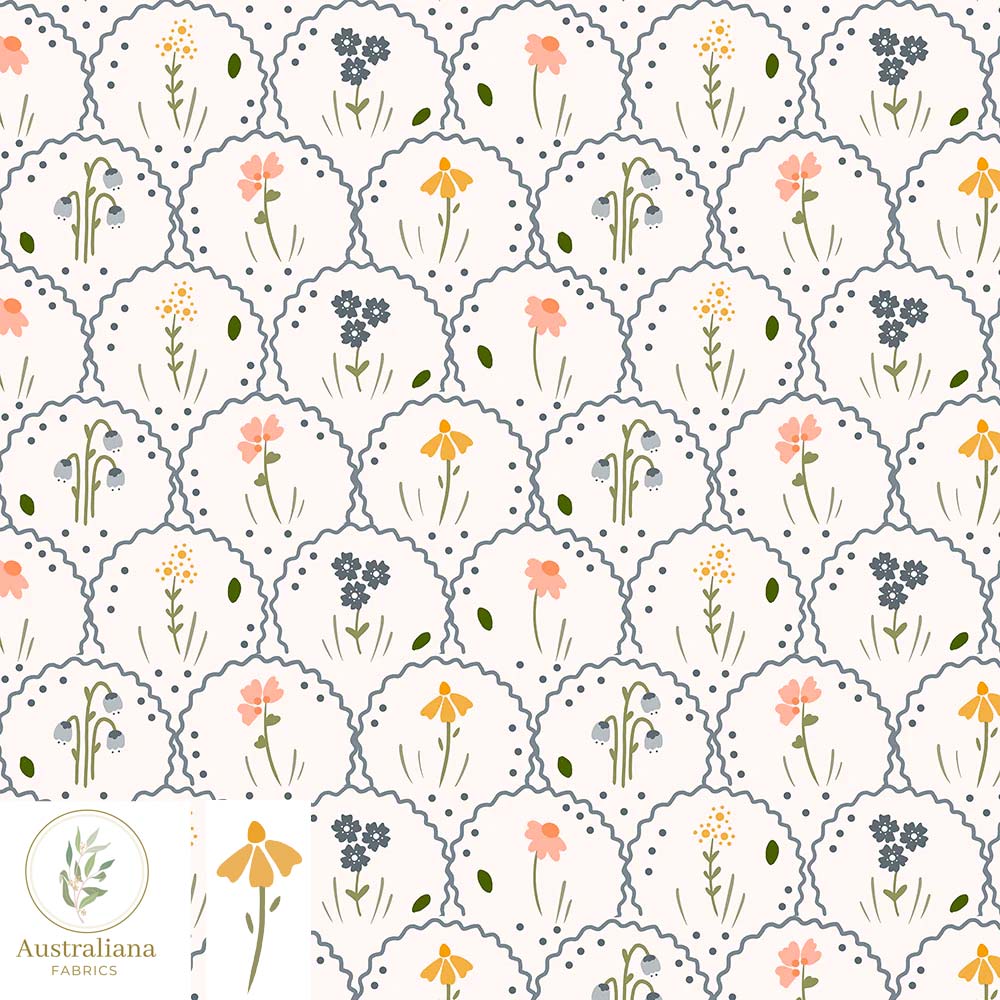 Australiana Fabrics Fabric 50cm / Premium Woven Cotton 150gsm Victorian Wildflowers by Kathrin Legg