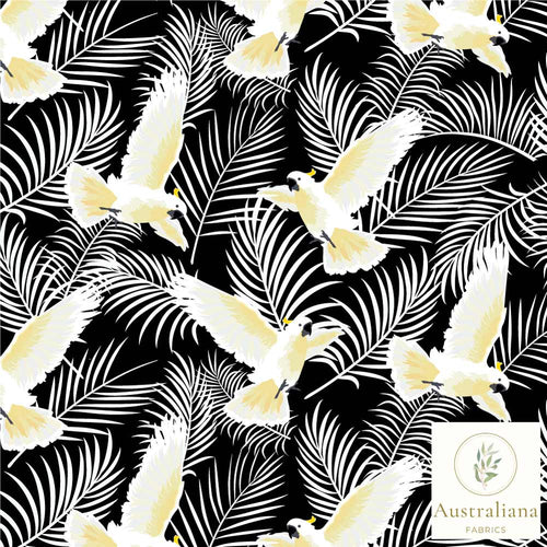 Australiana Fabrics Fabric 50cm Tropical Cockatoo fabric Black