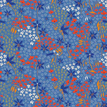 将图片加载到图库查看器，Australiana Fabrics Fabric Aussie Flower Story Fabric Blue, 50cm x 140cm
