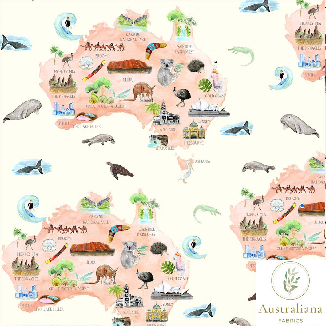 Australiana Fabrics Fabric Australian Map Fabric