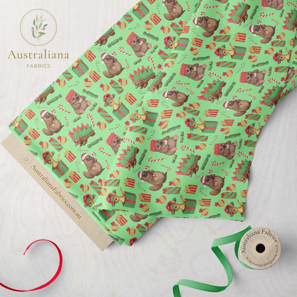 Australiana Fabrics Fabric Australiana Christmas Spirit Fabric Green