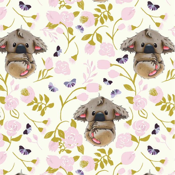 Australiana Fabrics Fabric Boho Baby Koala Fabric Cream ~ Fat Quarter
