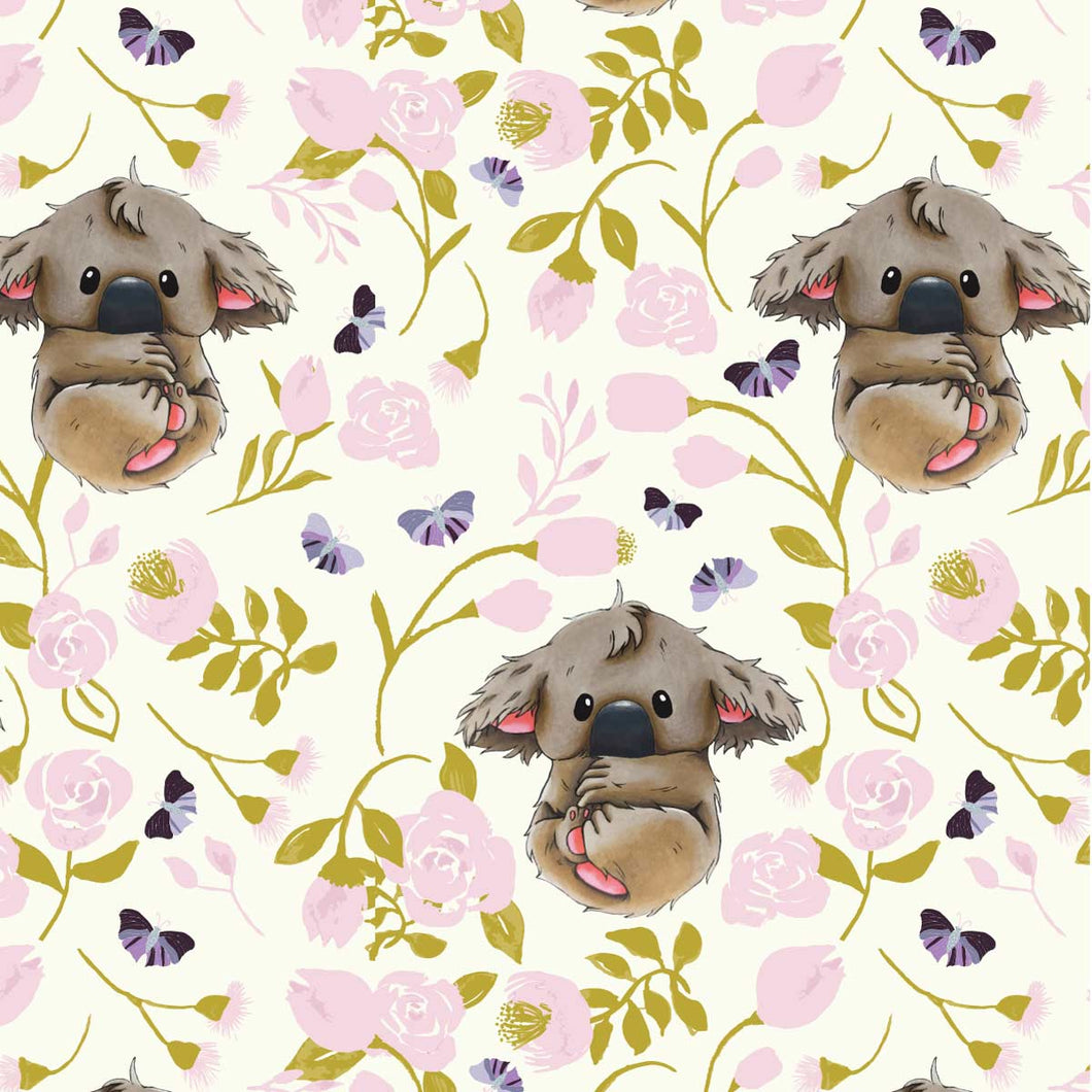 Australiana Fabrics Fabric Boho Baby Koala Fabric Cream ~ Fat Quarter