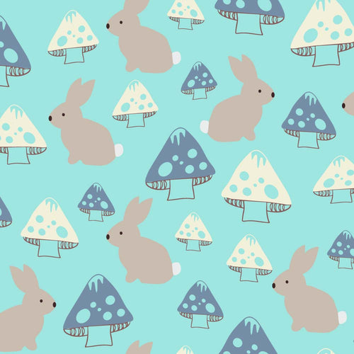 Australiana Fabrics Fabric Bunny & Mushroom: BAMBOO KNIT - 100cm x 150cm