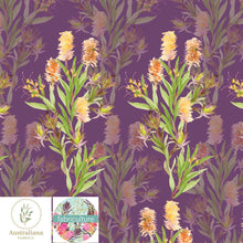 将图片加载到图库查看器，Australiana Fabrics Fabric Bush Banksia in Purple by Fabriculture
