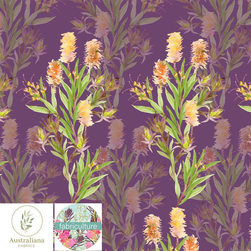 Australiana Fabrics Fabric Bush Banksia in Purple by Fabriculture