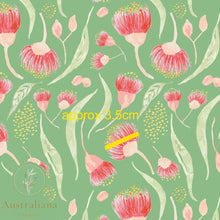 将图片加载到图库查看器，Australiana Fabrics Fabric Bush Gum Blossoms Green
