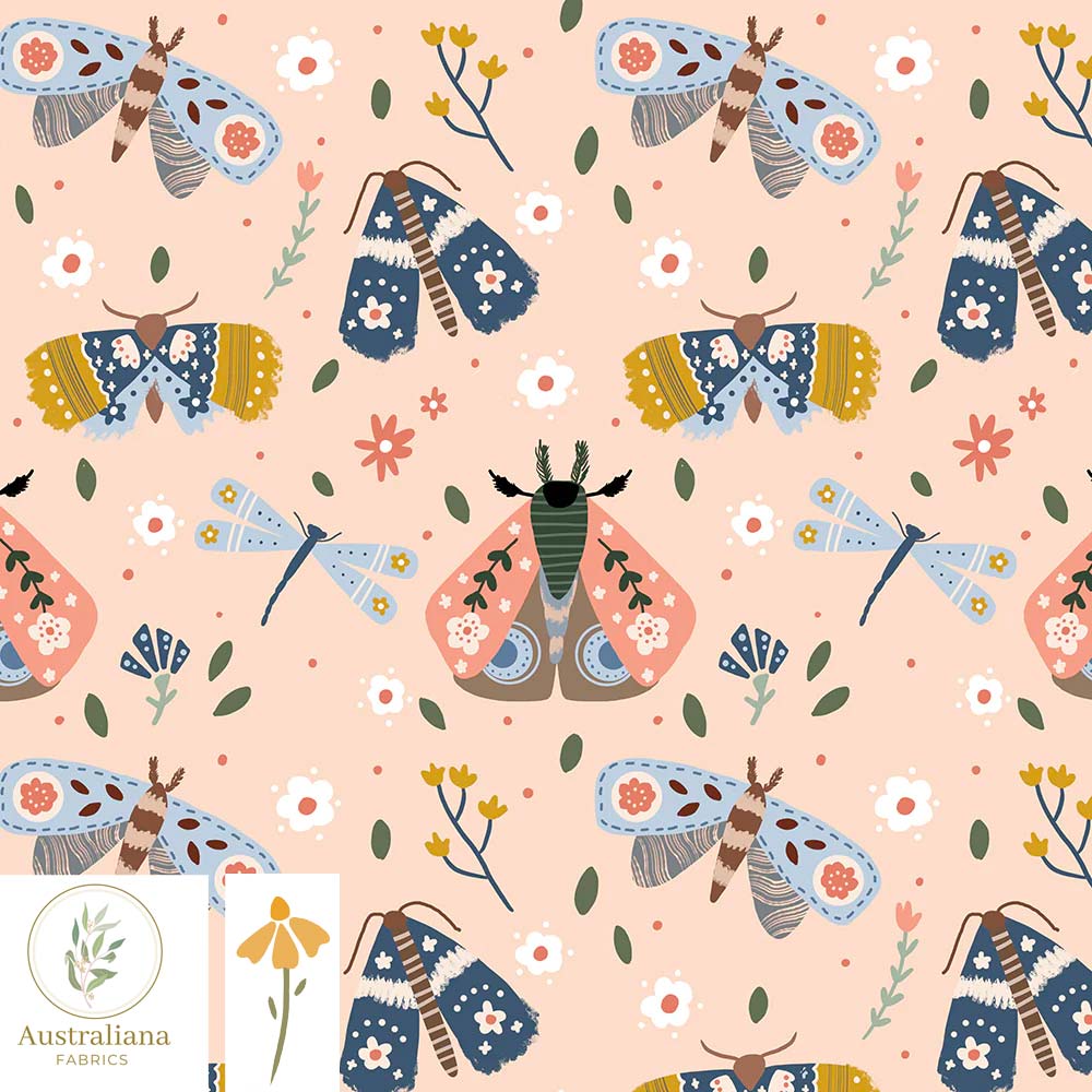Australiana Fabrics Fabric Butterfly Moth Dance by Kathrin Legg