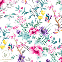 Load image into Gallery viewer, Australiana Fabrics Fabric Chinoiserie botanical floral white
