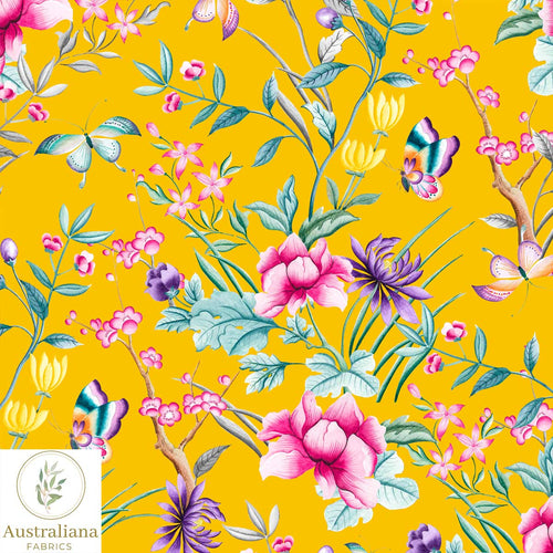 Australiana Fabrics Fabric Chinoiserie floral yellow