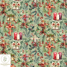 将图片加载到图库查看器，Australiana Fabrics Fabric Christmas Christian Crosses &amp; Bells
