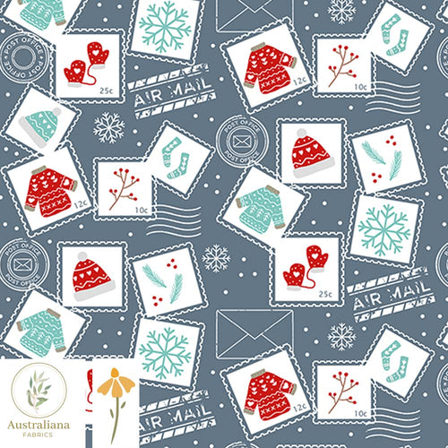 Australiana Fabrics Fabric Christmas Letters & Stamps by Kathrin Legg