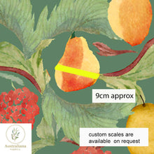 Load image into Gallery viewer, Australiana Fabrics Fabric Cotton Canvas 310gsm / 1 metre (Cut Continuous) / Large Watercolour Fruit Sage Green Interiors Fabric
