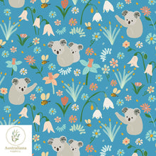 将图片加载到图库查看器，Australiana Fabrics Fabric Cotton Sateen / 1 metre (Cut Continuous) / Blue Koala Garden
