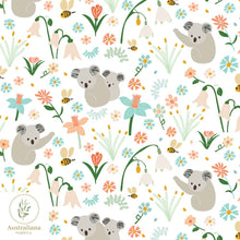 将图片加载到图库查看器，Australiana Fabrics Fabric Cotton Sateen / 1 metre (Cut Continuous) / White Koala Garden
