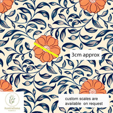 Load image into Gallery viewer, Australiana Fabrics Fabric Cotton Sateen / 1 metre / Medium Vintage Orange Flower Twist
