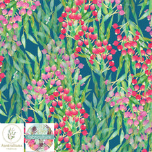 Load image into Gallery viewer, Australiana Fabrics Fabric Cotton Sateen / Length 1 Metre (Cut Continuous) / Blue Magenta Lilly Pilly by Fabriculture
