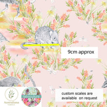 Load image into Gallery viewer, Australiana Fabrics Fabric Cotton Sateen / Length 1 Metre (Cut Continuous) / Large Desert Bloom Wallaby &amp; Woylie by Fabriculture
