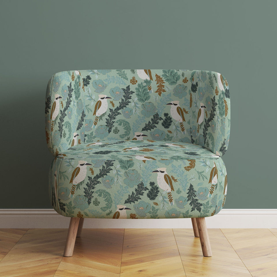 Australiana Fabrics Fabric Elegant Kookaburra on Green