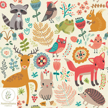Load image into Gallery viewer, Australiana Fabrics Fabric Forest Woodland Friends Cream Upholstery
