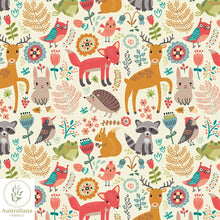 Load image into Gallery viewer, Australiana Fabrics Fabric Forest Woodland Friends Cream Upholstery

