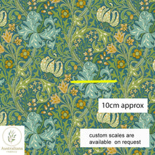 将图片加载到图库查看器，Australiana Fabrics Fabric Golden Lily Green Upholstery
