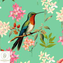 将图片加载到图库查看器，Australiana Fabrics Fabric Hummingbird Song Floral
