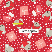 Load image into Gallery viewer, Australiana Fabrics Fabric Koalas Christmas Presents Red
