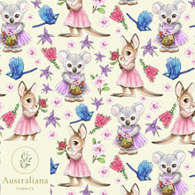 将图片加载到图库查看器，Australiana Fabrics Fabric Mid Weight Woven Cotton 150gsm / Length 50cm (Cut Continuous) Koala and Kangaroo
