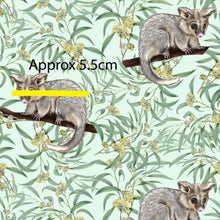 Load image into Gallery viewer, Australiana Fabrics Fabric Mid Weight Woven Cotton 150gsm / Length 50cm (Cut Continuous) Sweet Ring Tail Possum
