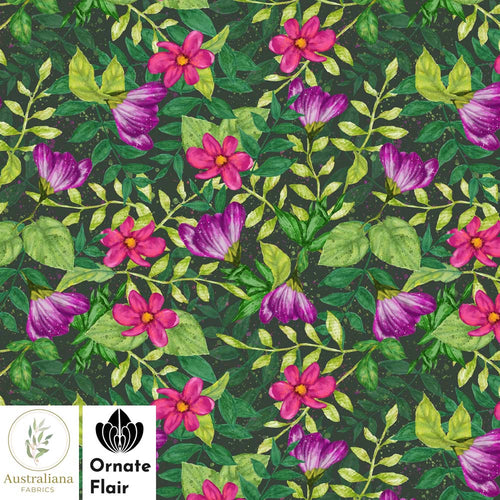 Australiana Fabrics Fabric Pink & Purple Blooms by Ornate Flair