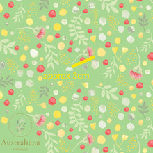 将图片加载到图库查看器，Australiana Fabrics Fabric Premium Cotton Sateen 150gsm / 1 Metre / Premium woven cotton sateen 150gsm Blossoms and Berries Green
