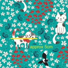 将图片加载到图库查看器，Australiana Fabrics Fabric Premium Quality Woven Cotton 150gsm / 1 Metre Cats &amp; Magpies on Green
