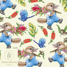 Load image into Gallery viewer, Australiana Fabrics Fabric Premium Quality Woven Cotton 150gsm / Length 50cm (Cut Continuous) Platypus Waltz
