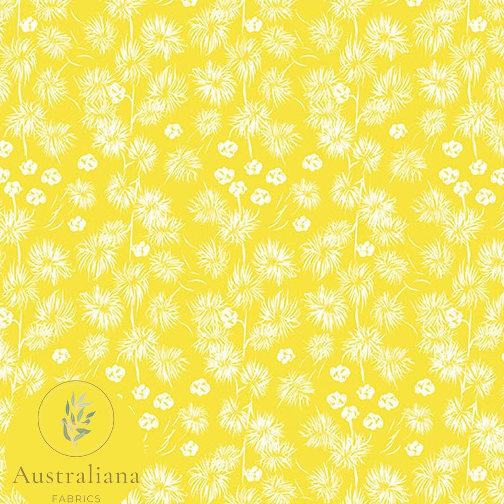 Australiana Fabrics Fabric Premium Quality Woven Cotton sateen 150gsm / 1 Metre Little Wattle Yellow
