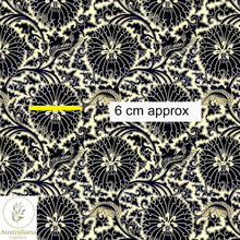 Load image into Gallery viewer, Australiana Fabrics Fabric Premium Woven Cotton 150gsm / Length 50cm (Cut Continuous) Vintage Floral Damask Cream &amp; Black
