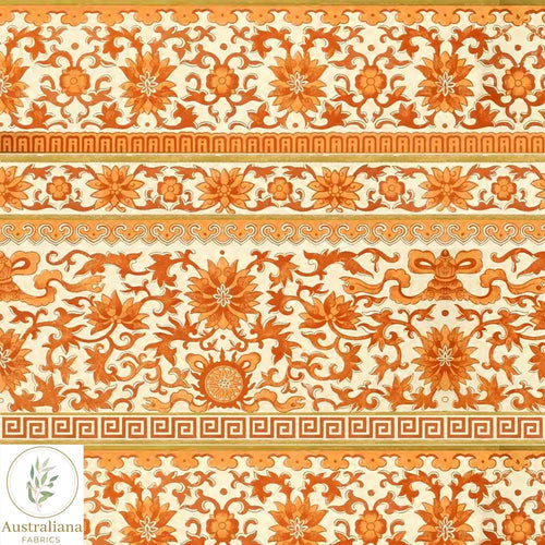 Australiana Fabrics Fabric Premium Woven Cotton 150gsm / Length 50cm (Cut Continuous) Vintage Floral Orange Damask